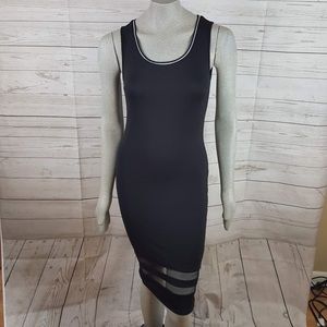 Zalora Black Midi Varsity Bodycon Sleeveless Dress